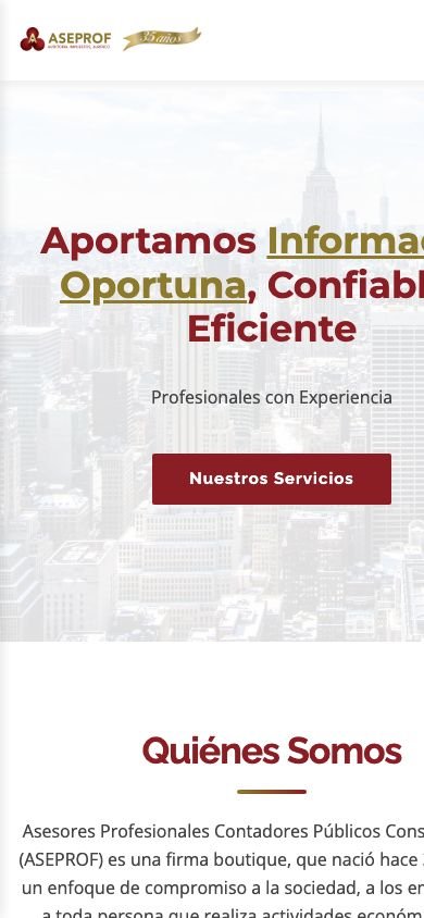 Vista móvil de Aseprof
